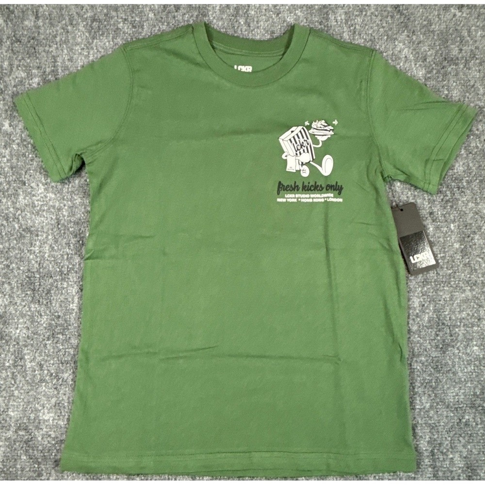 LCKR Boys Youth Small Green Fresh Kicks Only Graphic T-Shirt NWT